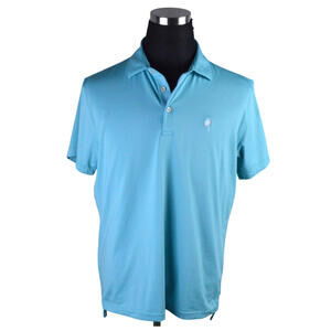 Peter Millar Summer Comfort Mens Polo Shirt M Aqua Green Striped Palm